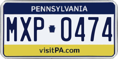 PA license plate MXP0474