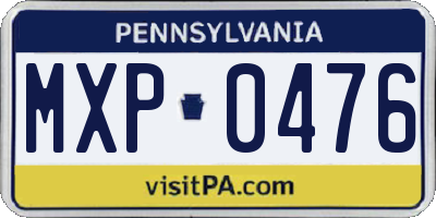 PA license plate MXP0476