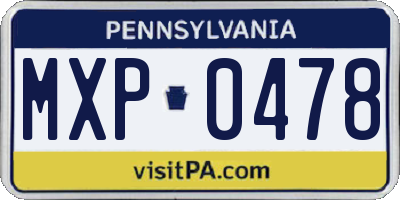 PA license plate MXP0478
