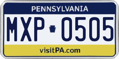 PA license plate MXP0505