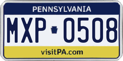 PA license plate MXP0508