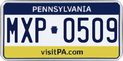 PA license plate MXP0509