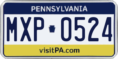 PA license plate MXP0524