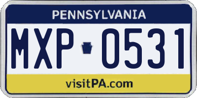 PA license plate MXP0531