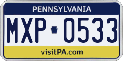 PA license plate MXP0533