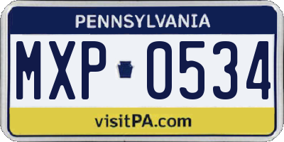 PA license plate MXP0534