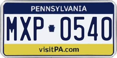 PA license plate MXP0540