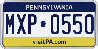 PA license plate MXP0550