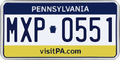 PA license plate MXP0551