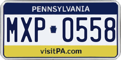 PA license plate MXP0558