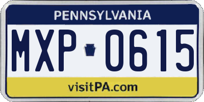 PA license plate MXP0615
