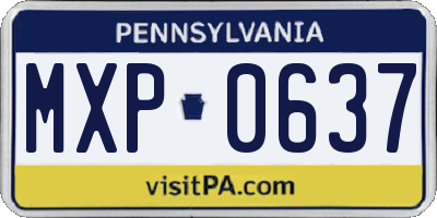 PA license plate MXP0637