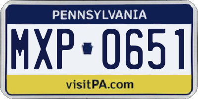 PA license plate MXP0651