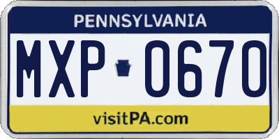 PA license plate MXP0670