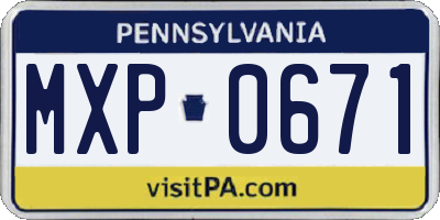 PA license plate MXP0671