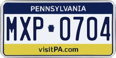 PA license plate MXP0704