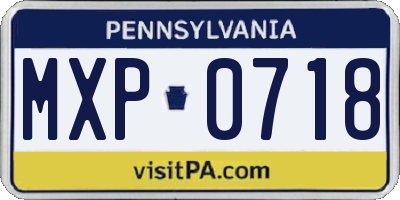 PA license plate MXP0718