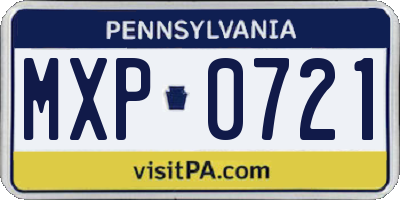 PA license plate MXP0721