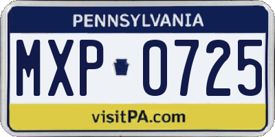 PA license plate MXP0725