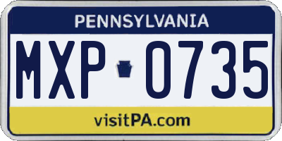PA license plate MXP0735