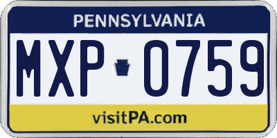 PA license plate MXP0759
