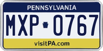 PA license plate MXP0767
