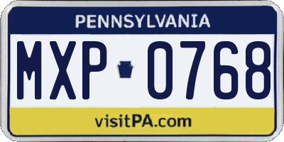 PA license plate MXP0768