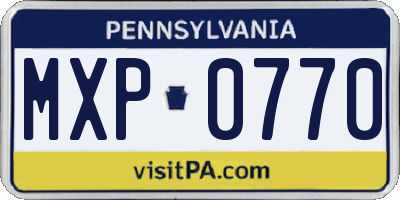 PA license plate MXP0770