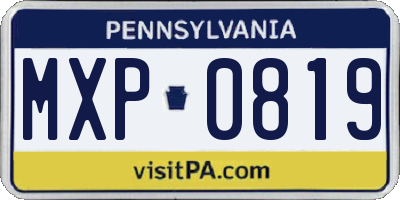 PA license plate MXP0819