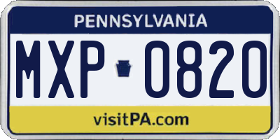 PA license plate MXP0820