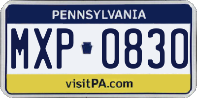 PA license plate MXP0830