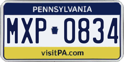 PA license plate MXP0834