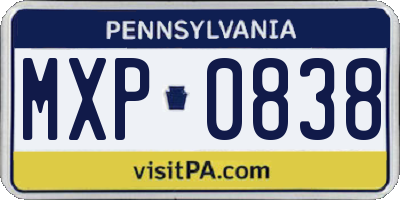 PA license plate MXP0838