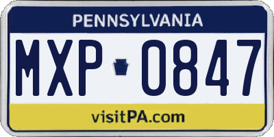 PA license plate MXP0847