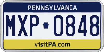 PA license plate MXP0848