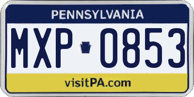 PA license plate MXP0853