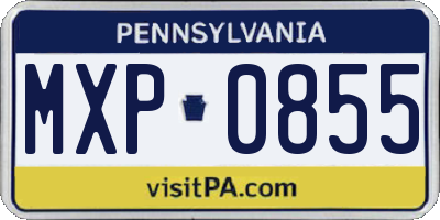 PA license plate MXP0855