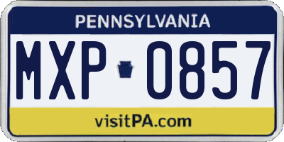 PA license plate MXP0857
