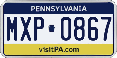 PA license plate MXP0867