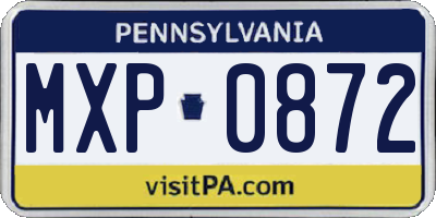 PA license plate MXP0872