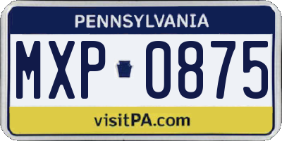 PA license plate MXP0875