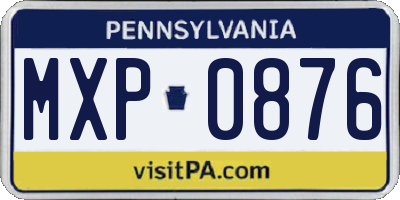 PA license plate MXP0876