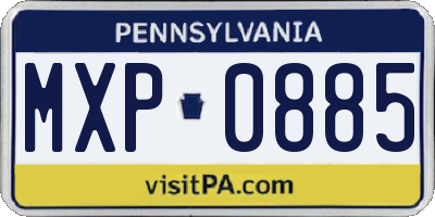 PA license plate MXP0885