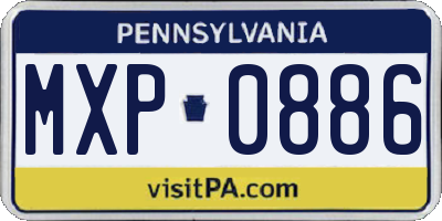 PA license plate MXP0886