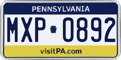 PA license plate MXP0892