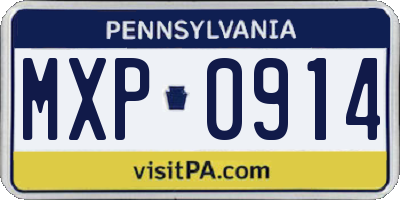 PA license plate MXP0914