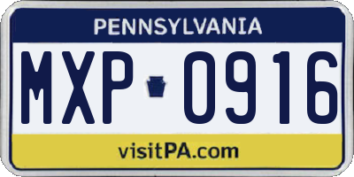 PA license plate MXP0916