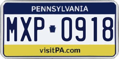 PA license plate MXP0918