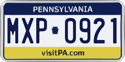 PA license plate MXP0921