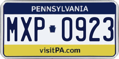 PA license plate MXP0923
